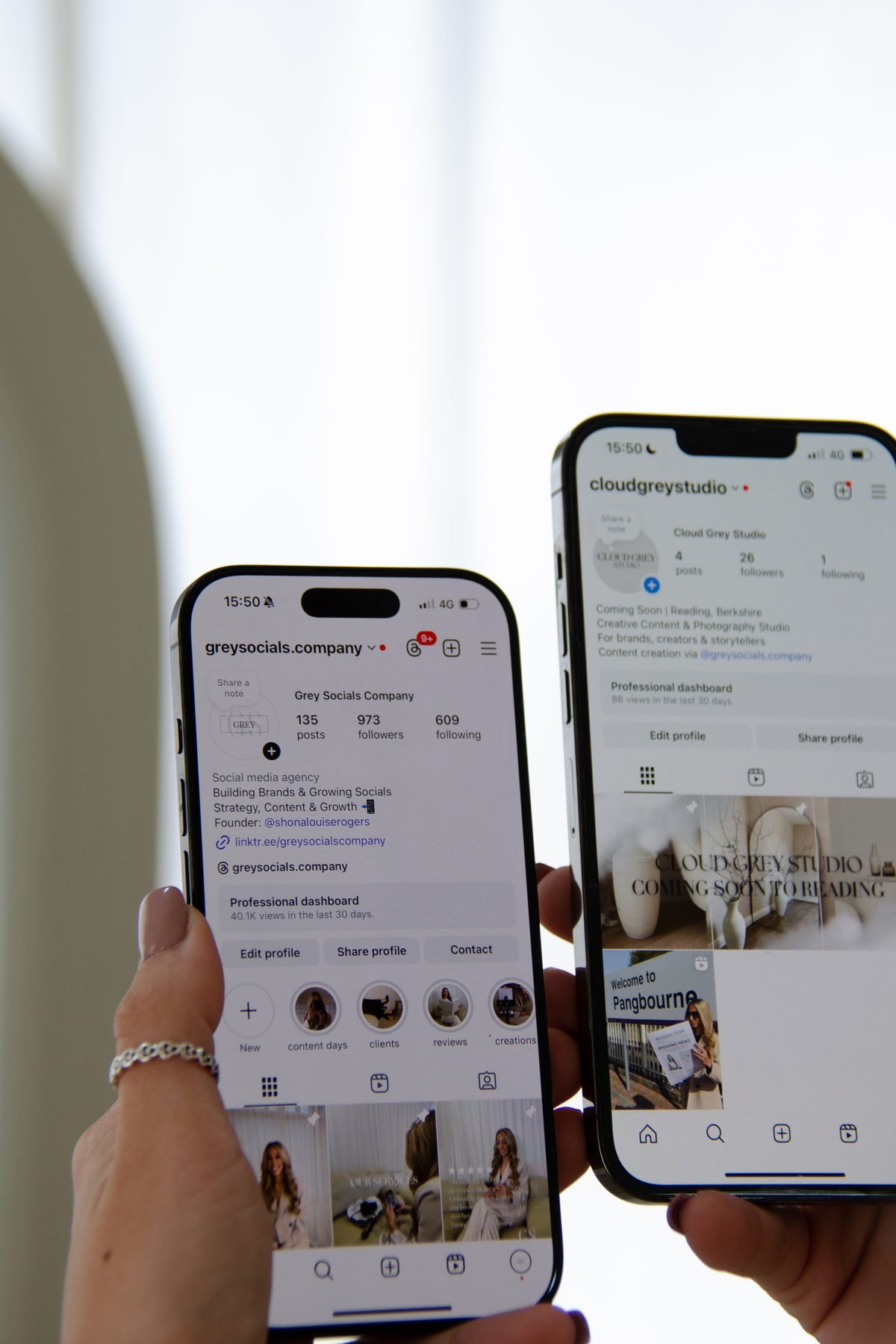 Grey Socials Company client Instagram accounts